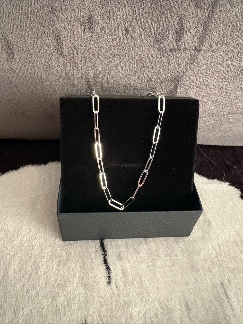 Minimalist Silver Paperclip Chain Necklace for Women